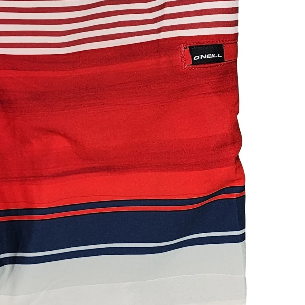 ONeill Board Shorts 30 Mens Hyperfreak Stripe Red White Blue 10